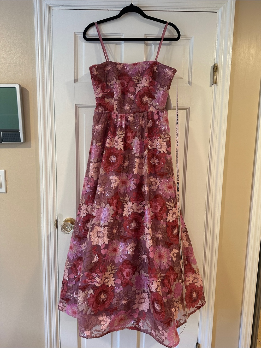 Pink Floral Sequin A-Line Party Dress